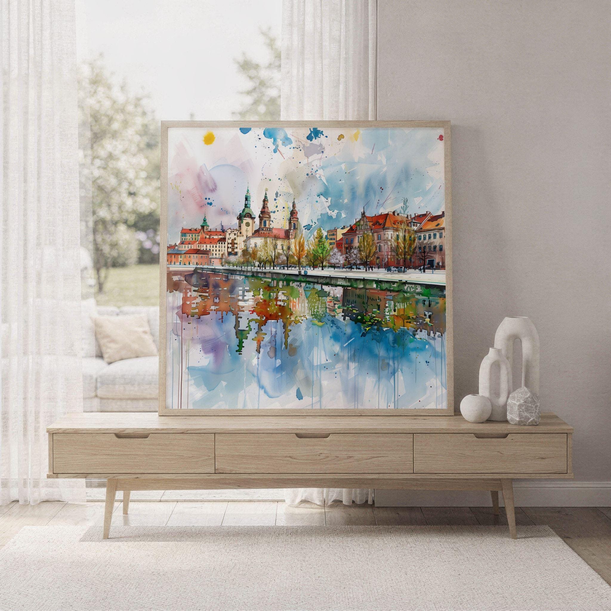 Lodz Old Town Poland Watercolor Print: Polish Travel Art Poster Square - Image 7