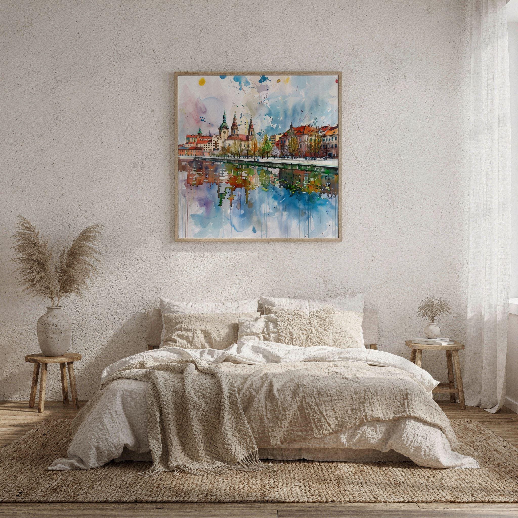 Lodz Old Town Poland Watercolor Print: Polish Travel Art Poster Square - Image 9