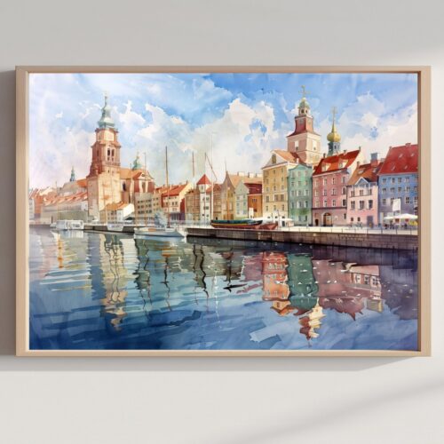 Poznan Poland Watercolor Print: Polish Travel Art Poster