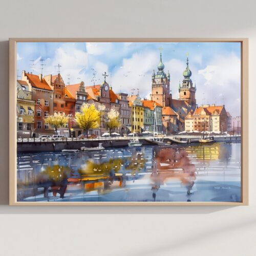 Szczecin Poland Watercolor Print: Polish Travel Art Poster