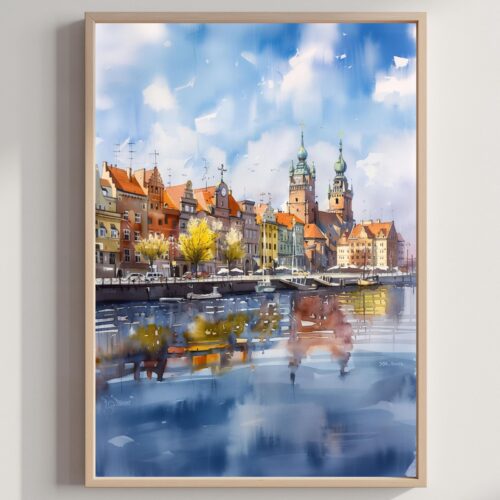 Szczecin Poland Watercolor Print: Polish Travel Art Poster