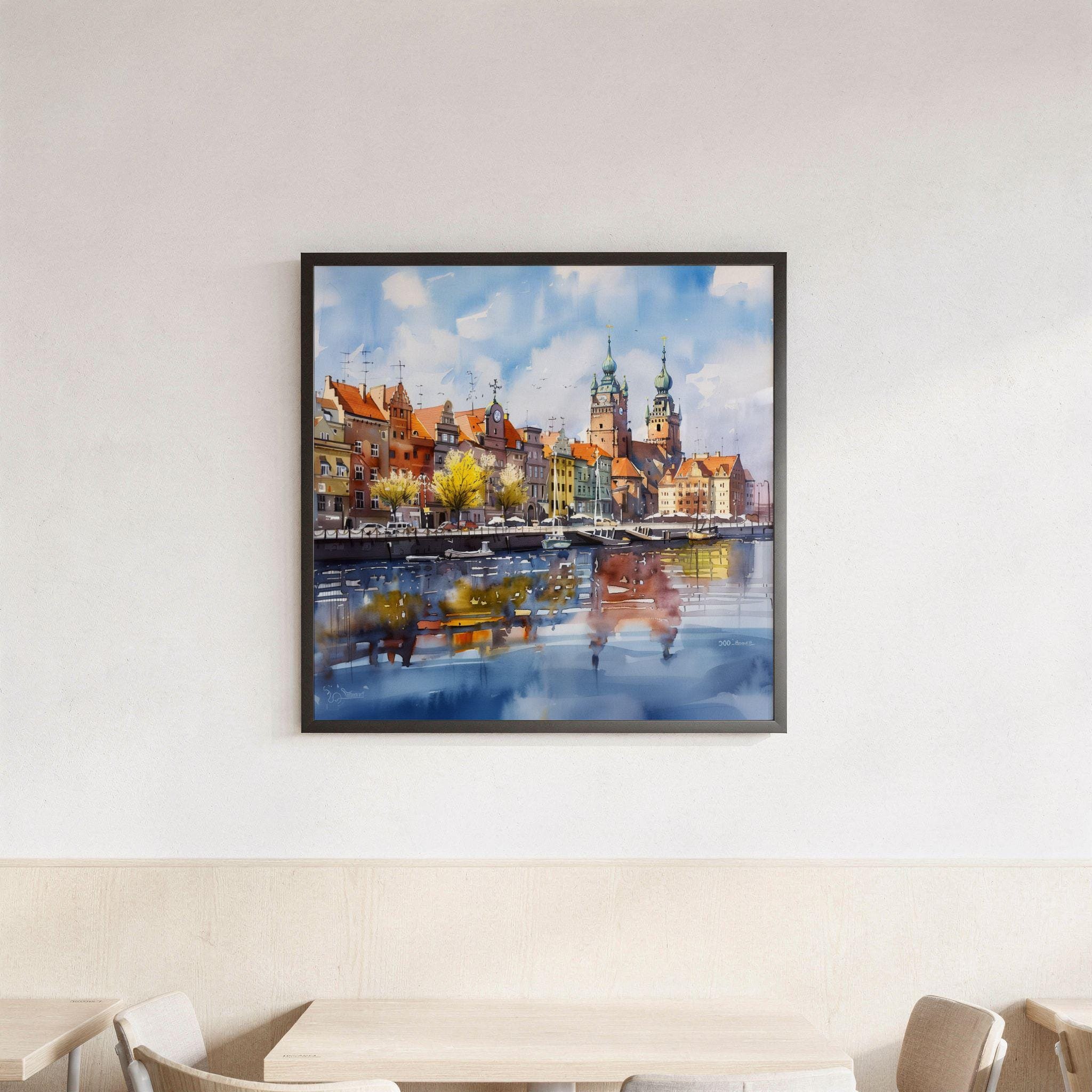 Szczecin Poland Watercolor Print: Polish Travel Art Poster Square - Image 3