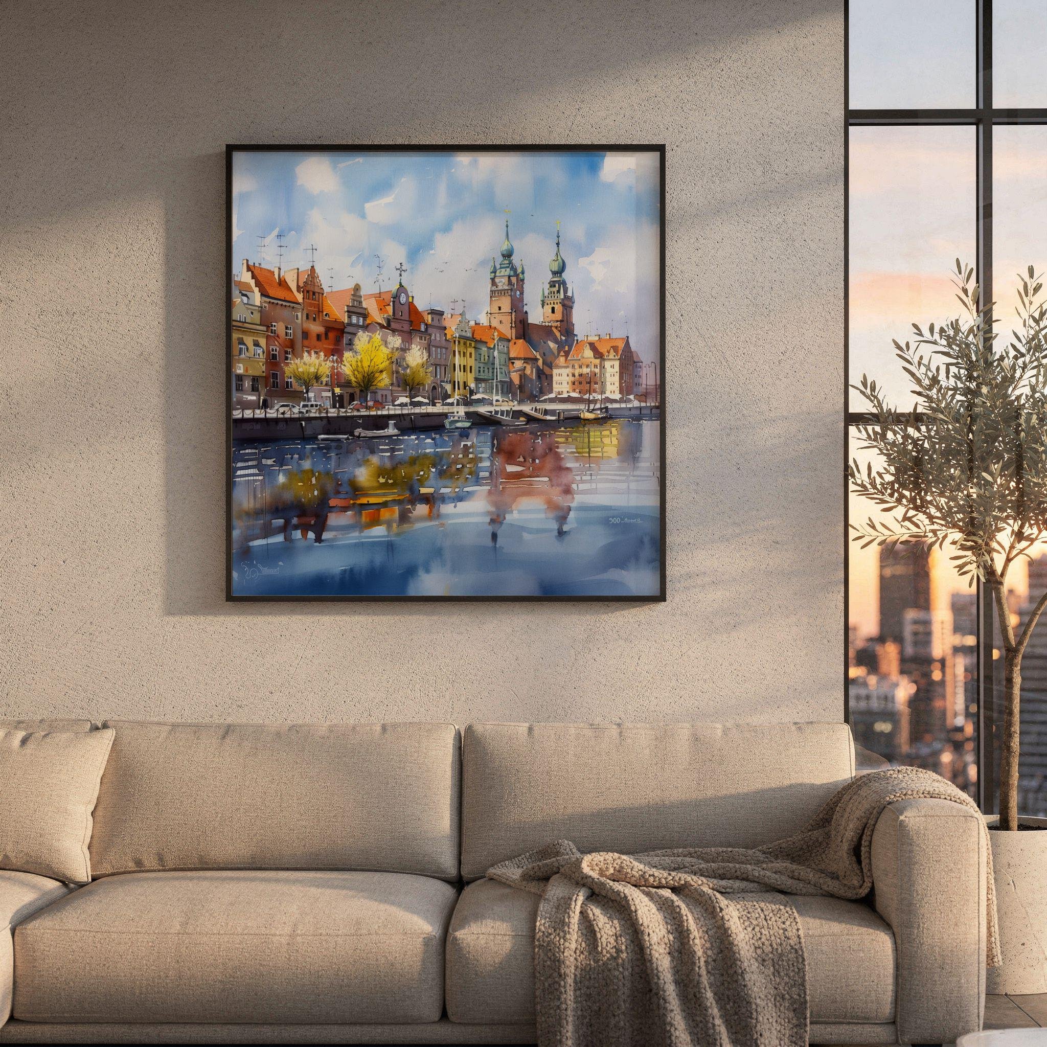 Szczecin Poland Watercolor Print: Polish Travel Art Poster Square - Image 8