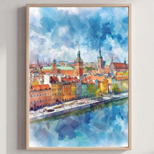 Warsaw Poland Watercolor Print: Polish Travel Art Poster