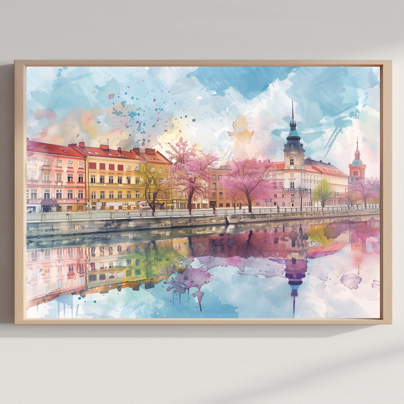 Piotrkowska Street Lodz Poland Watercolor Print: Polish Travel Art Poster