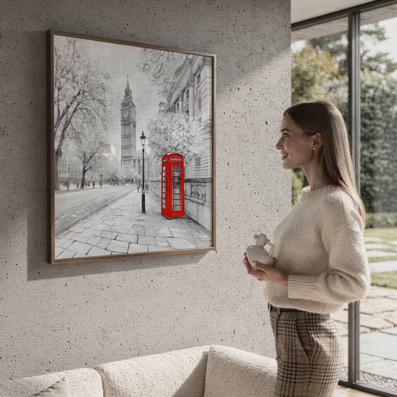 Big Ben London UK Pencil Sketch Print: UK Travel Art Poster Square - Image 4
