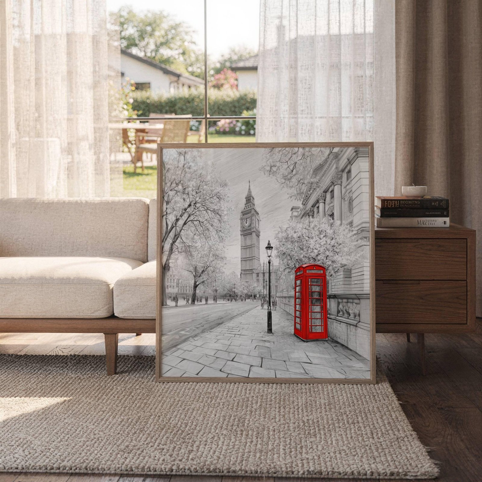 Big Ben London UK Pencil Sketch Print: UK Travel Art Poster Square - Image 6