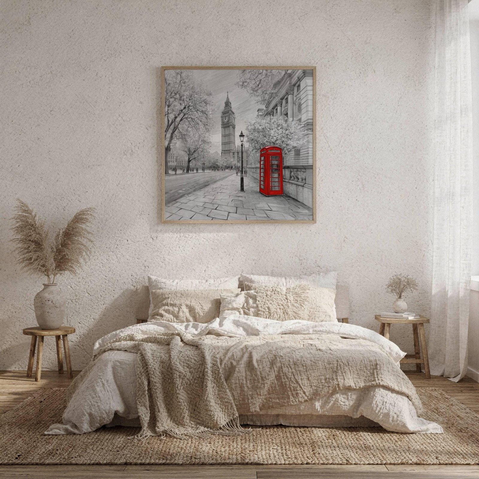 Big Ben London UK Pencil Sketch Print: UK Travel Art Poster Square - Image 9
