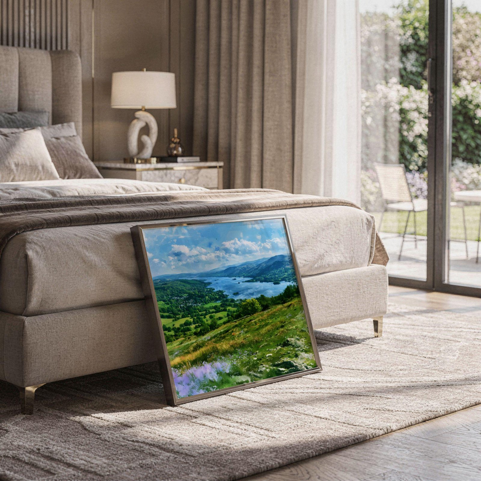 Lake Windermere Cumbria England Watercolor Print: Square Travel Art Poster - Image 5