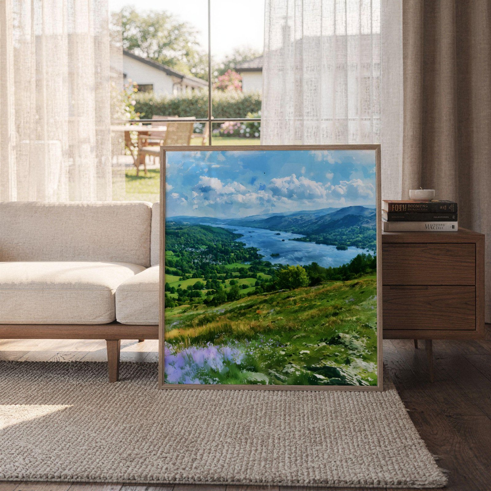 Lake Windermere Cumbria England Watercolor Print: Square Travel Art Poster - Image 6