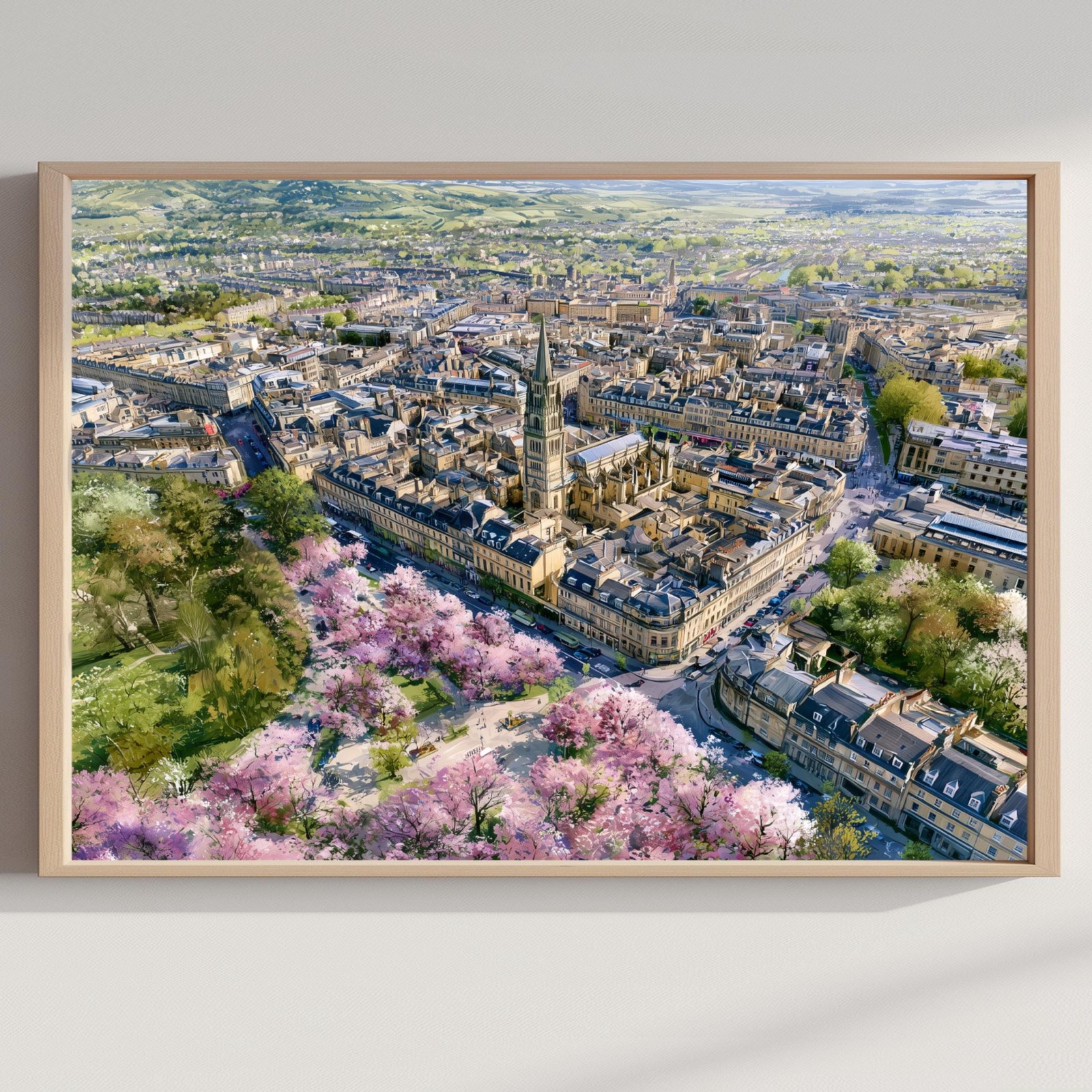 Bath Somerset England Watercolor Print: UK Travel Art Poster