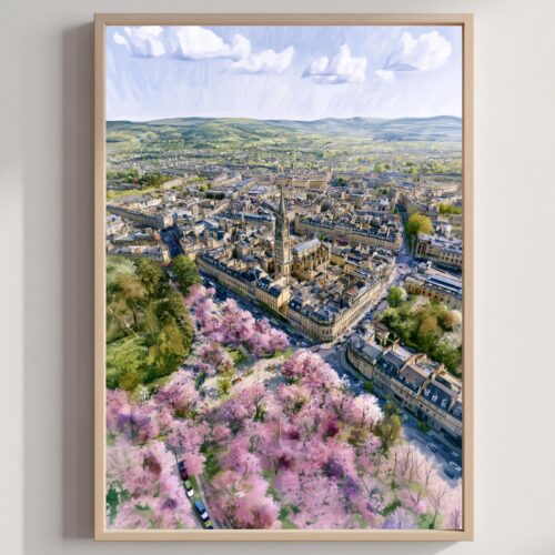 Bath Somerset England Watercolor Print: UK Travel Art Poster
