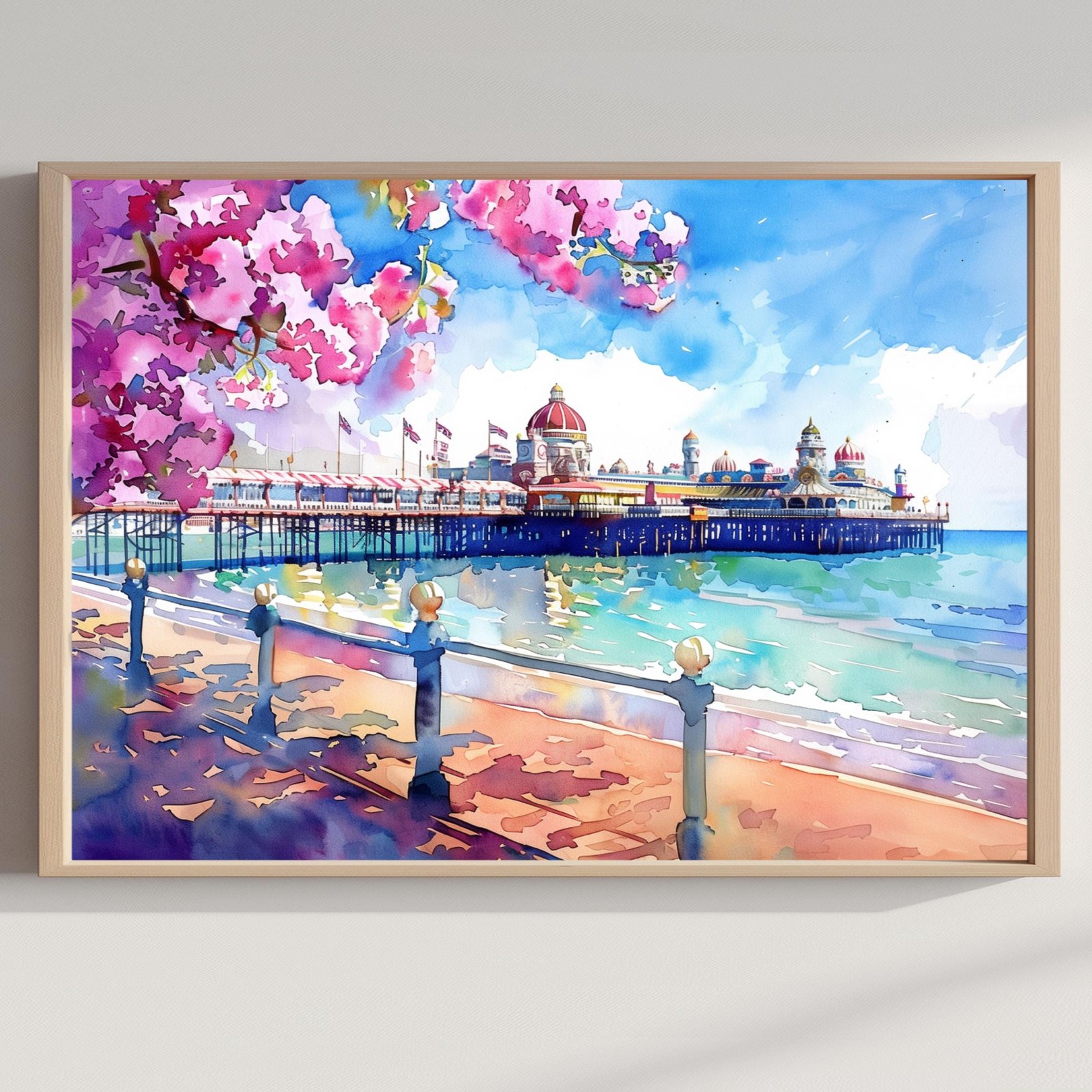 Brighton East Sussex England Watercolor Print: UK Travel Art Poster