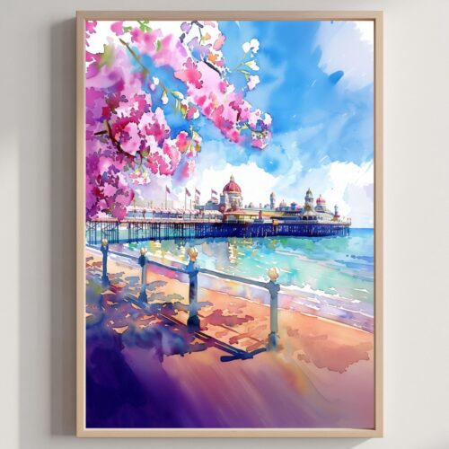 Brighton East Sussex England Watercolor Print: UK Travel Art Poster