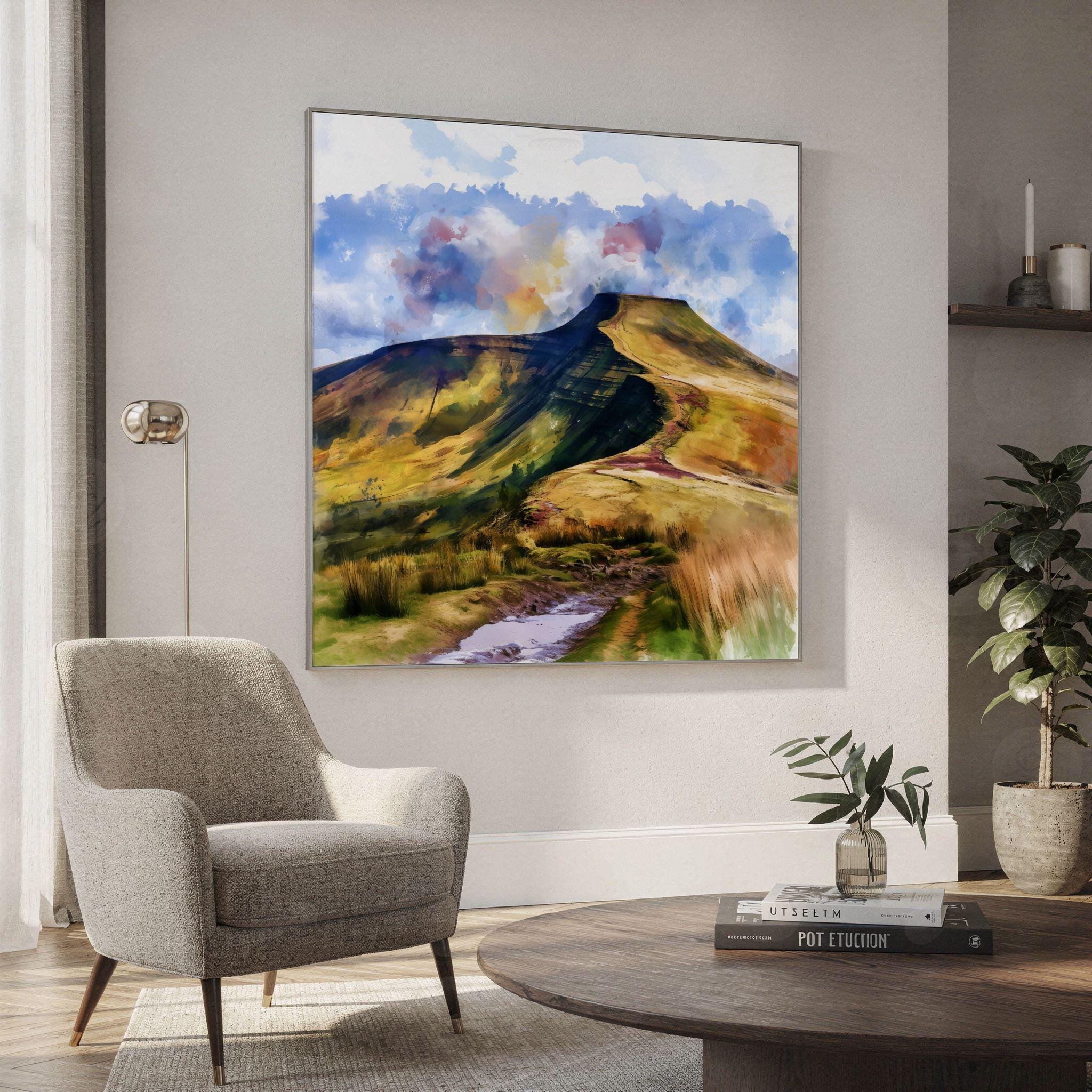 Brecon Beacons National Park Wales UK Watercolor Print: Square Travel Art Poster Square - Image 2