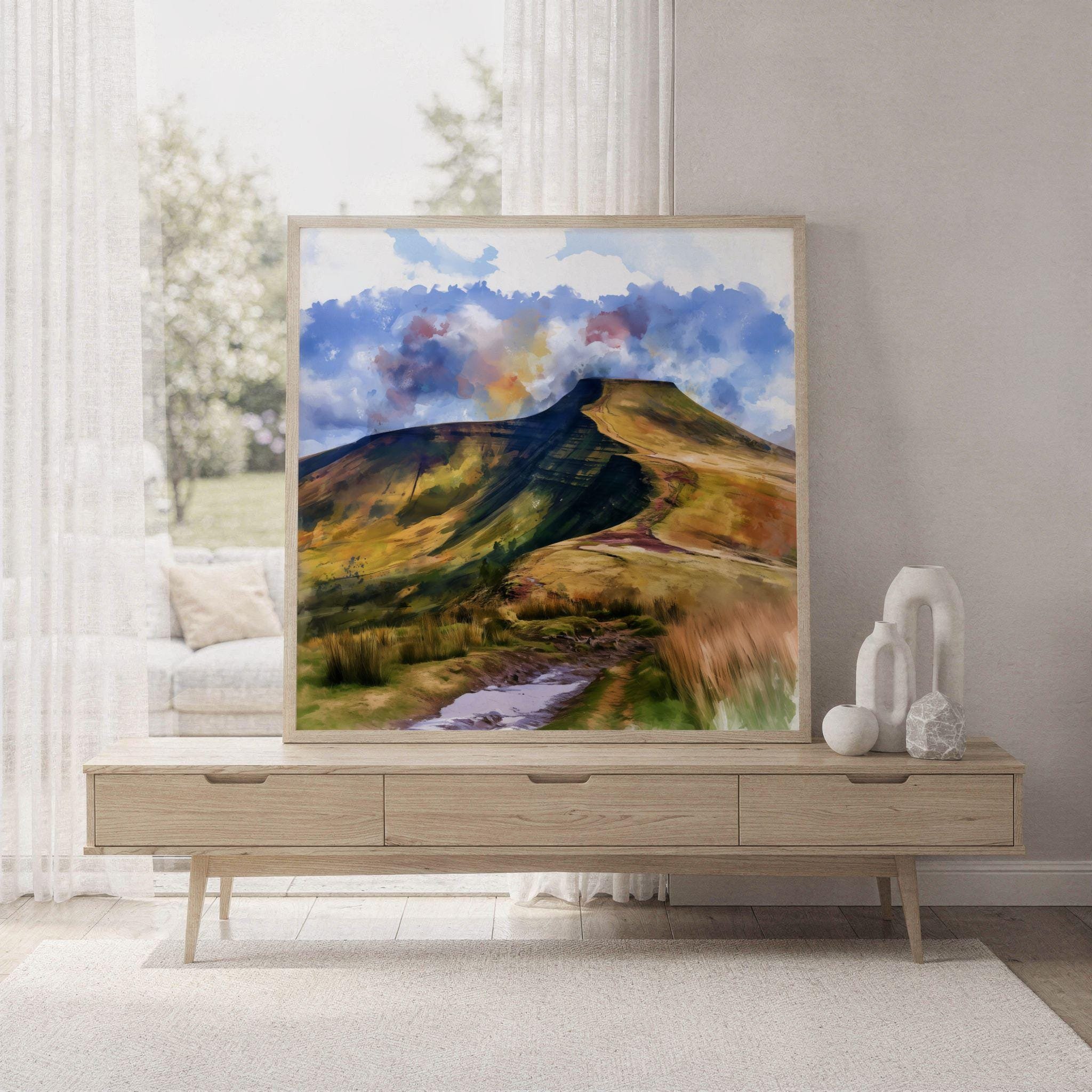 Brecon Beacons National Park Wales UK Watercolor Print: Square Travel Art Poster Square - Image 7