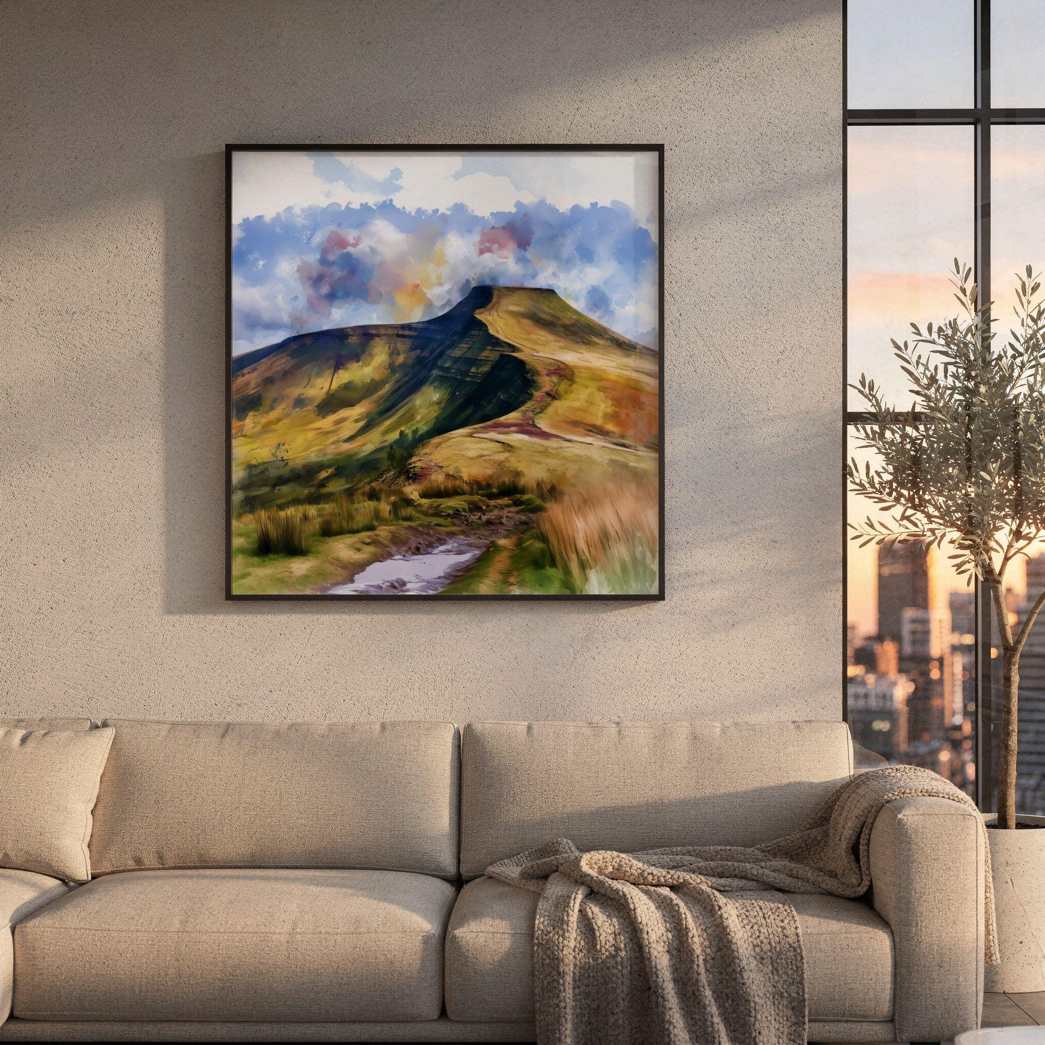 Brecon Beacons National Park Wales UK Watercolor Print: Square Travel Art Poster Square - Image 8