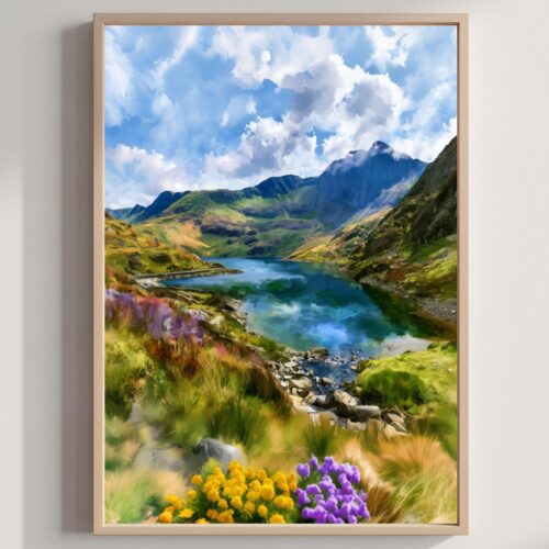 Eryri Snowdonia National Park Wales UK Watercolor Print: UK Travel Art Poster Print