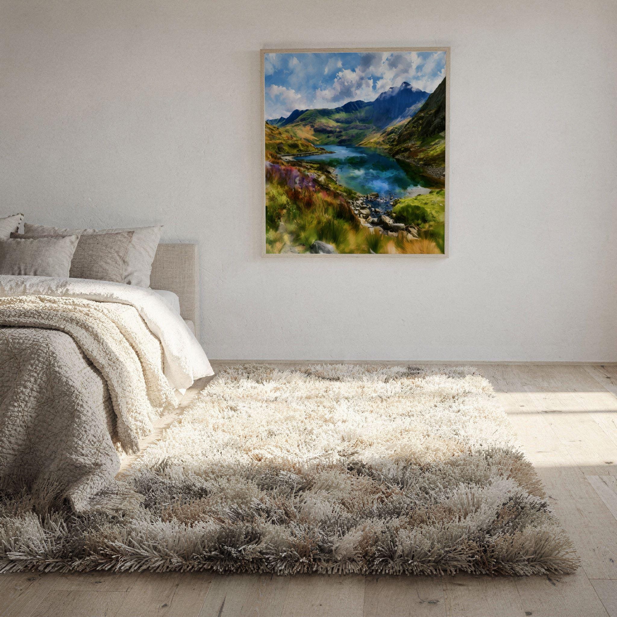 Eryri Snowdonia National Park Wales UK Watercolor Print: Travel Art Poster Square - Image 10