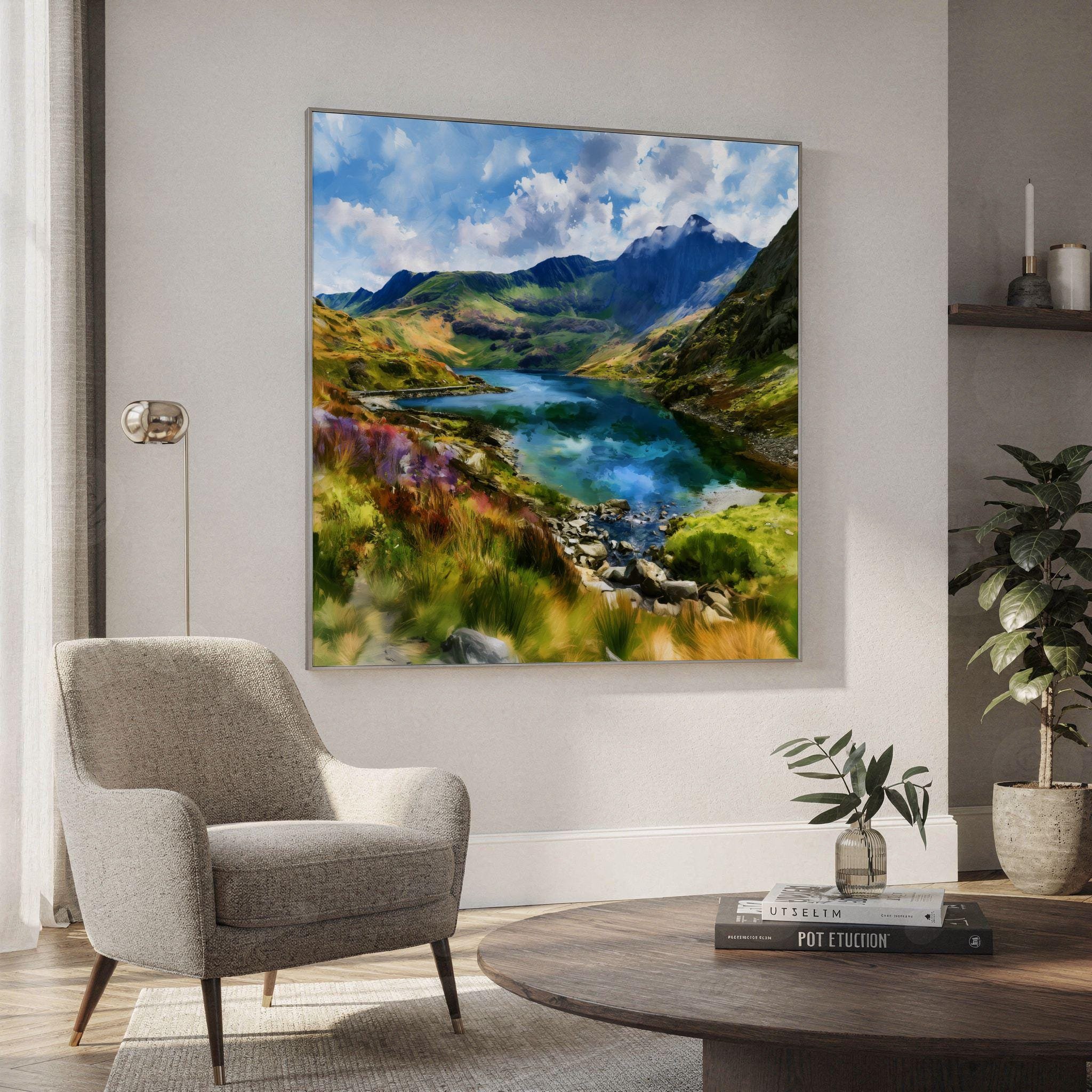 Eryri Snowdonia National Park Wales UK Watercolor Print: Travel Art Poster Square - Image 2