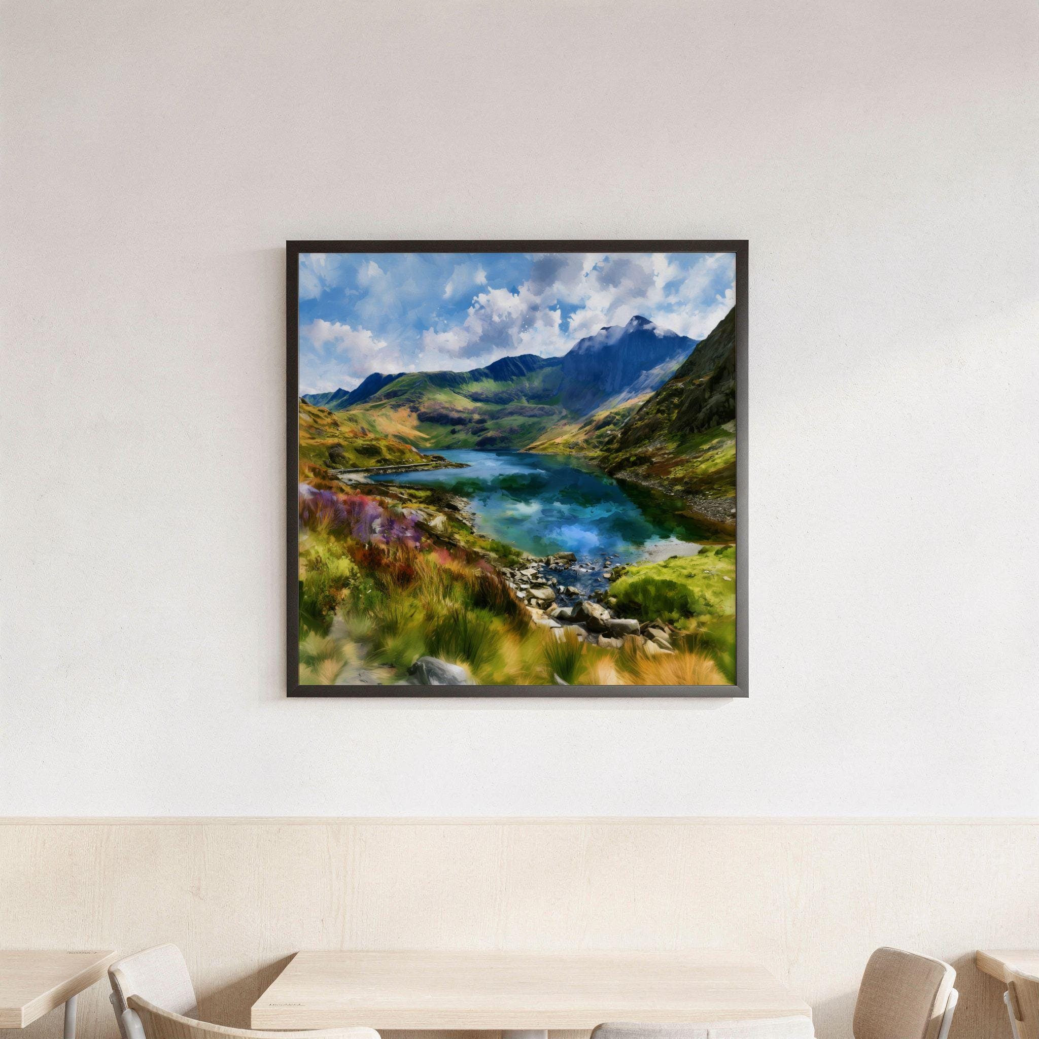 Eryri Snowdonia National Park Wales UK Watercolor Print: Travel Art Poster Square - Image 3
