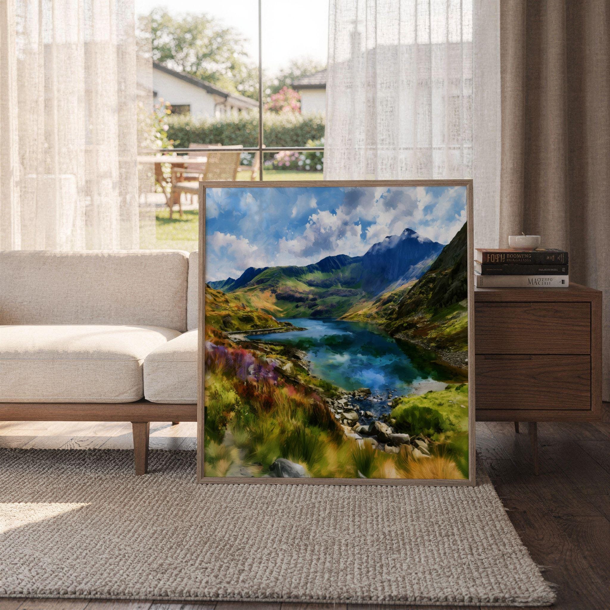 Eryri Snowdonia National Park Wales UK Watercolor Print: Travel Art Poster Square - Image 6