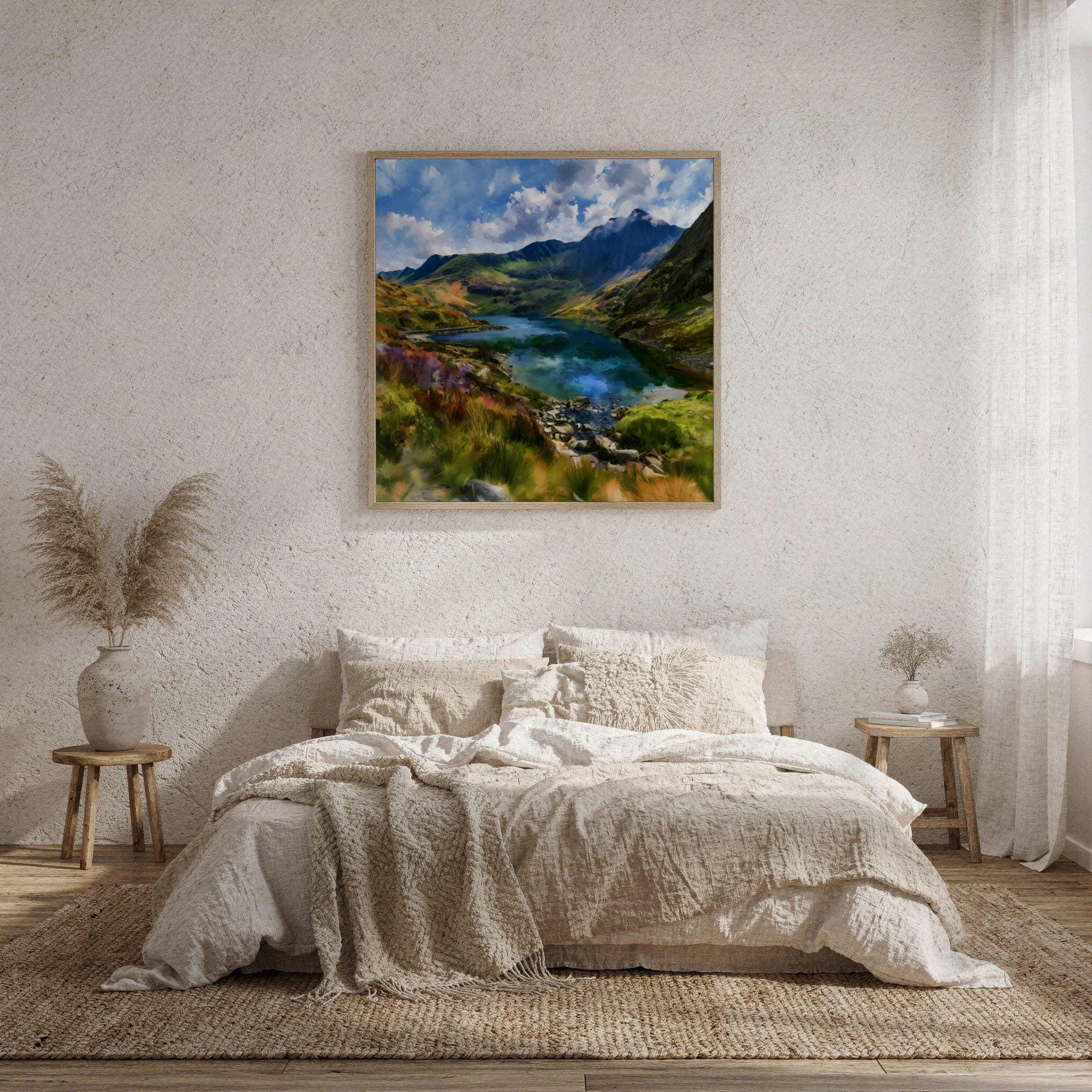 Eryri Snowdonia National Park Wales UK Watercolor Print: Travel Art Poster Square - Image 9