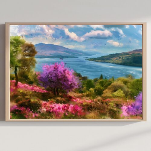 Loch Lomond National Park Scotland UK Watercolor Print: Travel Art Poster