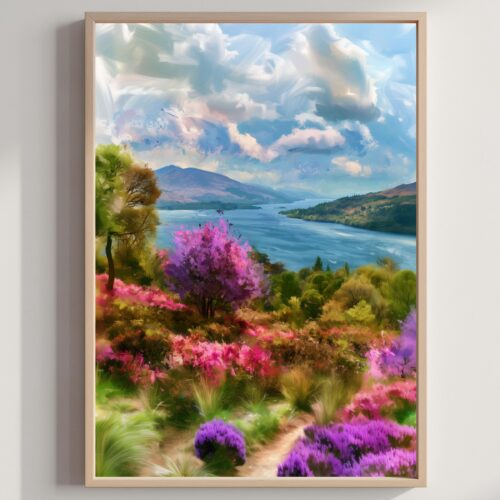 Loch Lomond National Park Scotland UK Watercolor Print: UK Travel Art Poster