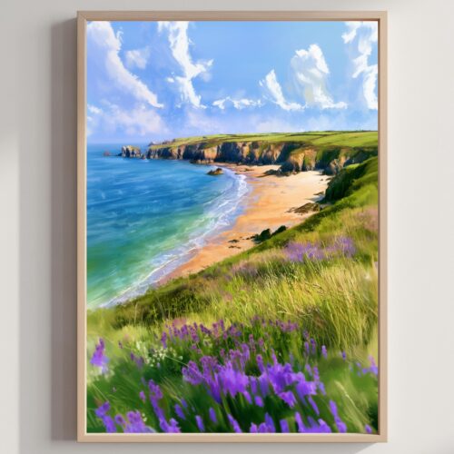 Pembrokeshire Coast National Park Wales UK Watercolor Print: UK Travel Art Poster Print