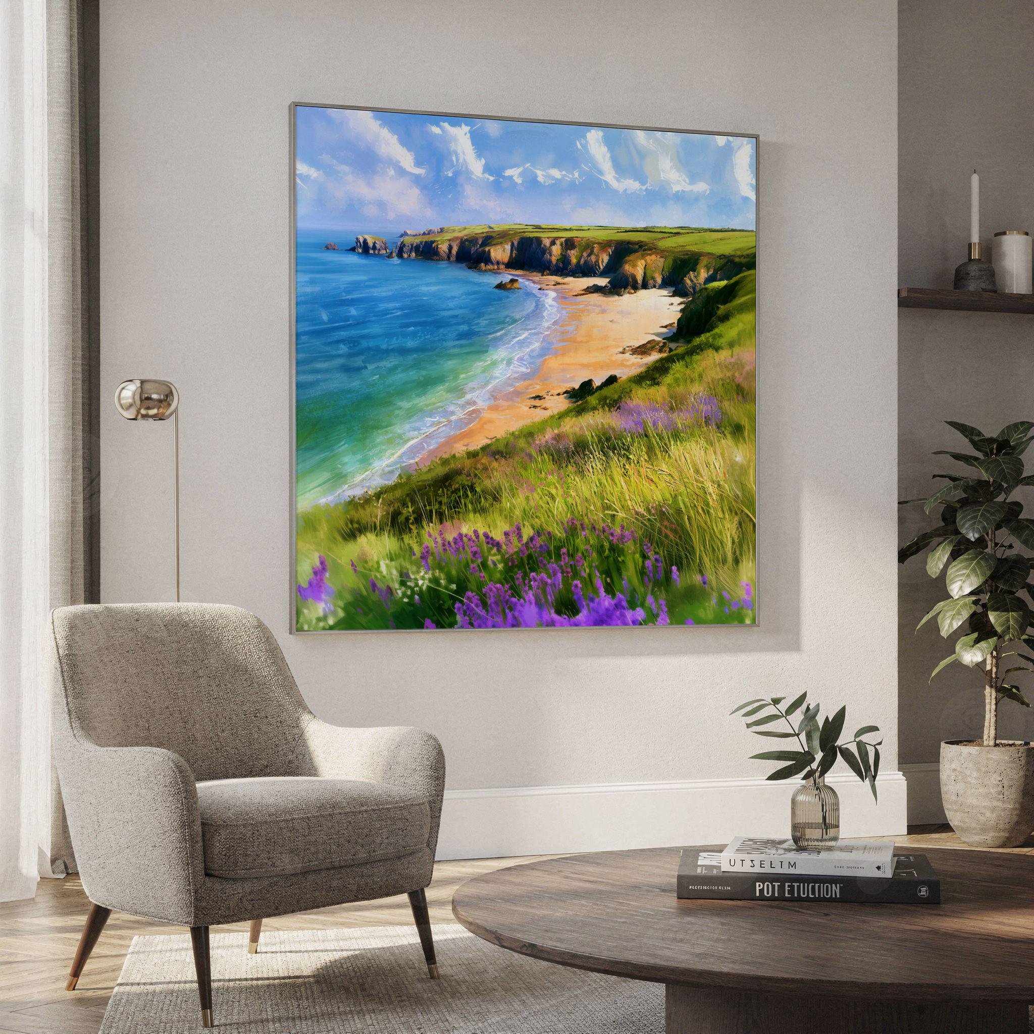 Pembrokeshire Coast National Wales UK Park Watercolor Print: Square Travel Art Poster - Image 2