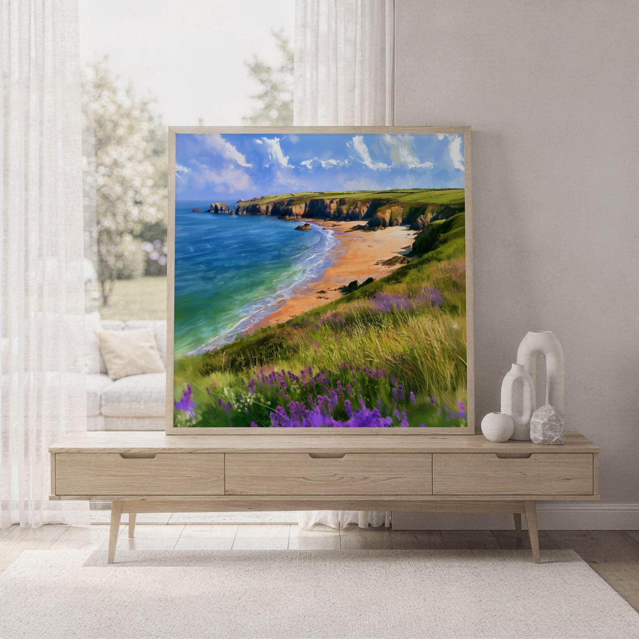 Pembrokeshire Coast National Wales UK Park Watercolor Print: Square Travel Art Poster - Image 7
