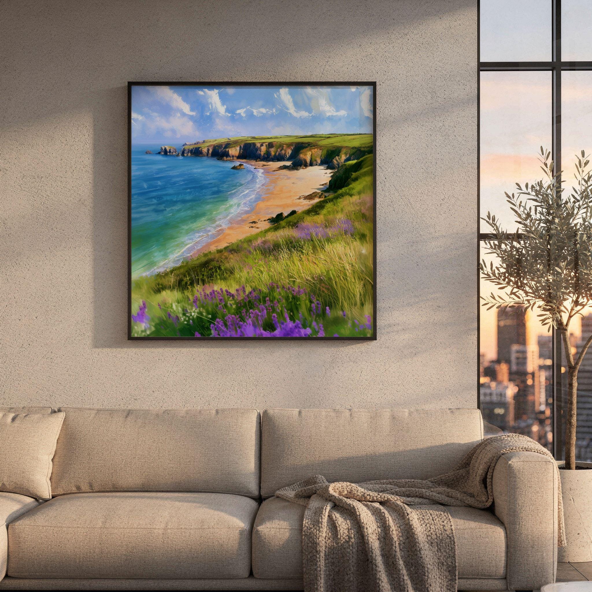 Pembrokeshire Coast National Wales UK Park Watercolor Print: Square Travel Art Poster - Image 8