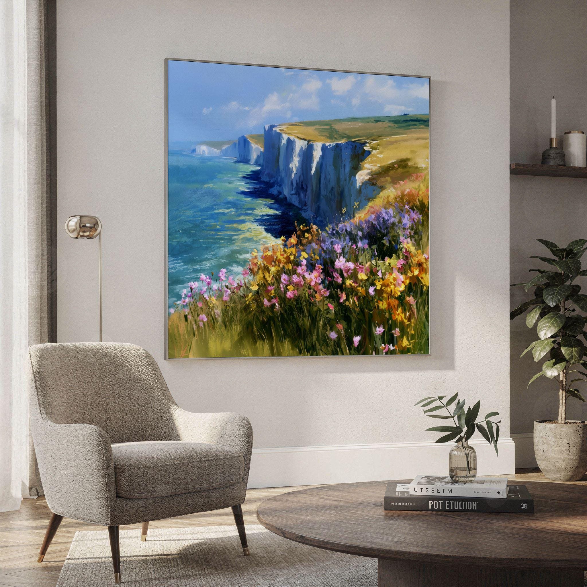 South Downs National Park England UK Watercolor Print: Square Travel Art Poster - Image 2
