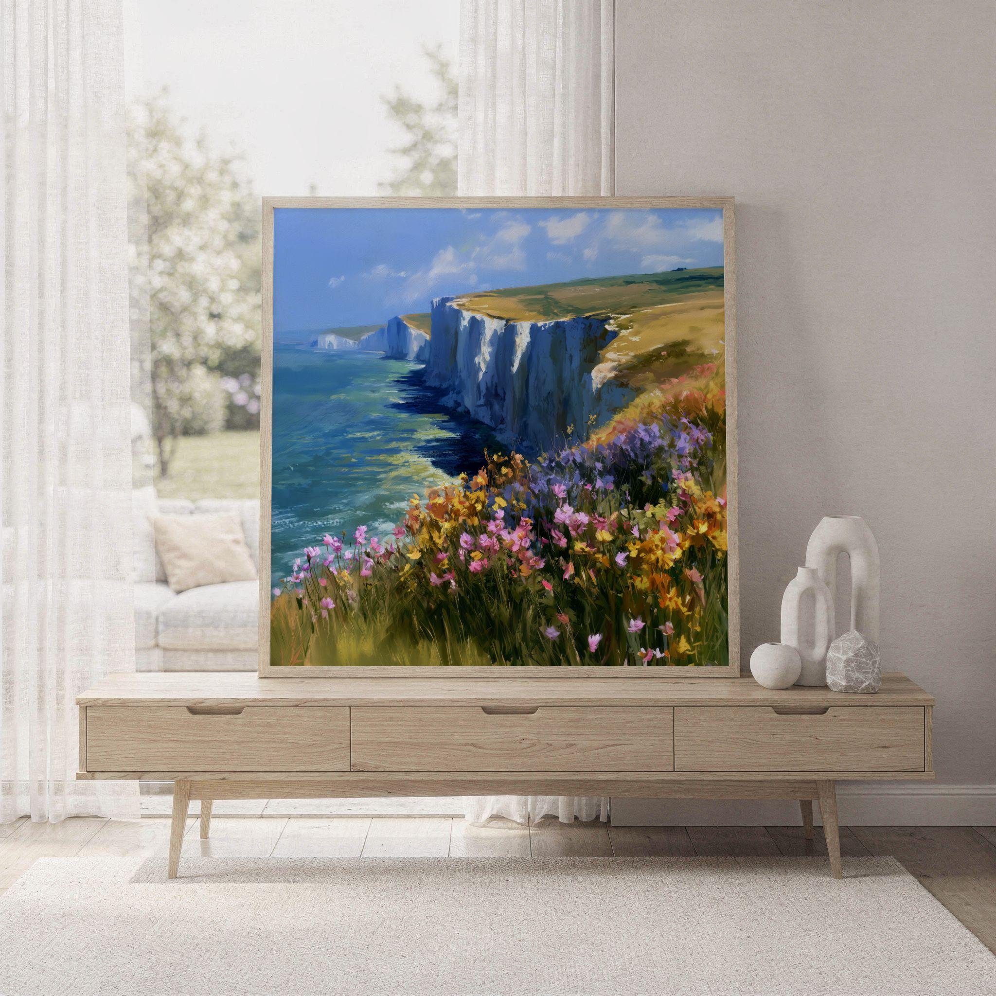 South Downs National Park England UK Watercolor Print: Square Travel Art Poster - Image 7