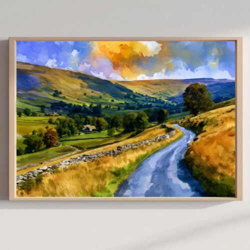 Yorkshire Dales National Park Watercolor Print: UK Travel Art Poster