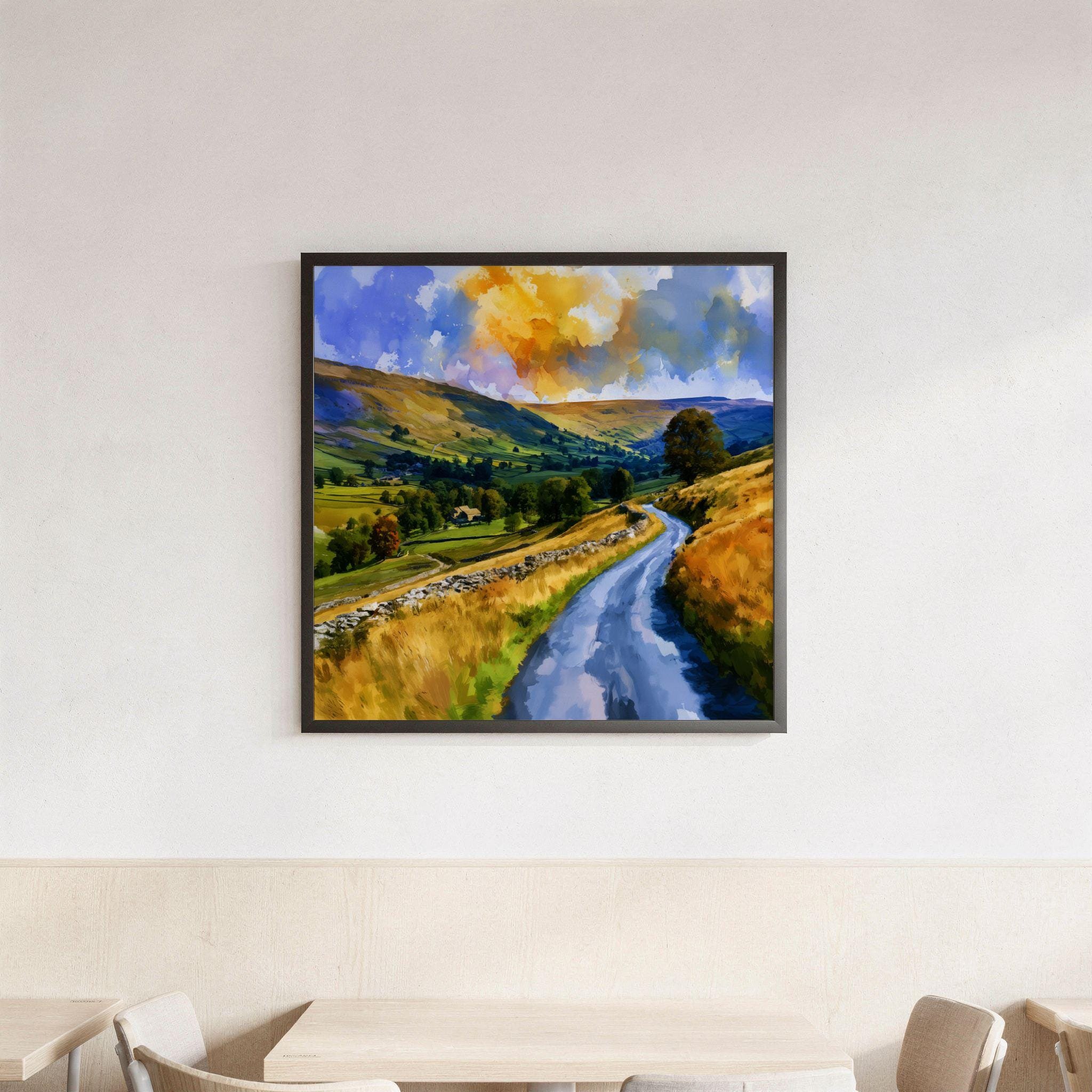 Yorkshire Dales National Park England UK Watercolor Print: Square Travel Art Poster Print - Image 3