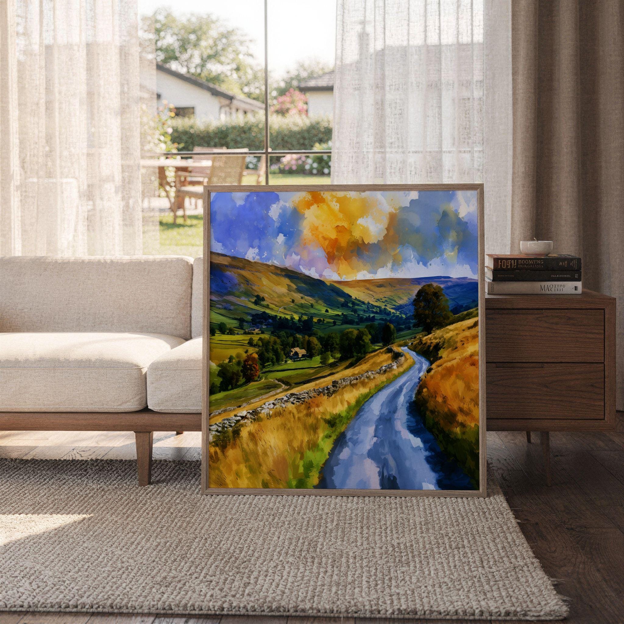 Yorkshire Dales National Park England UK Watercolor Print: Square Travel Art Poster Print - Image 6
