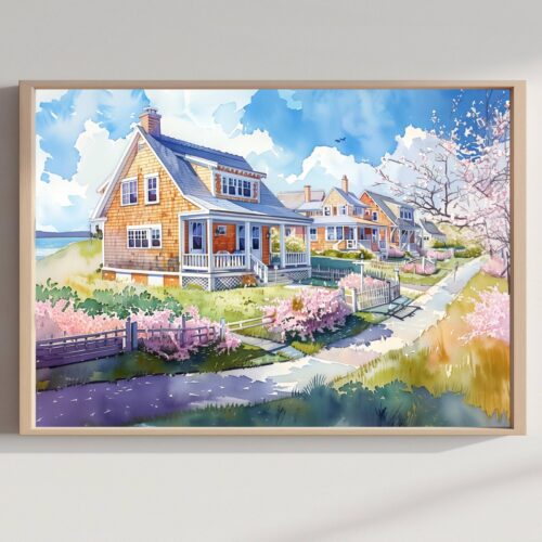 Martha's Vineyard Massachusetts Watercolor Print: USA Travel Art Poster