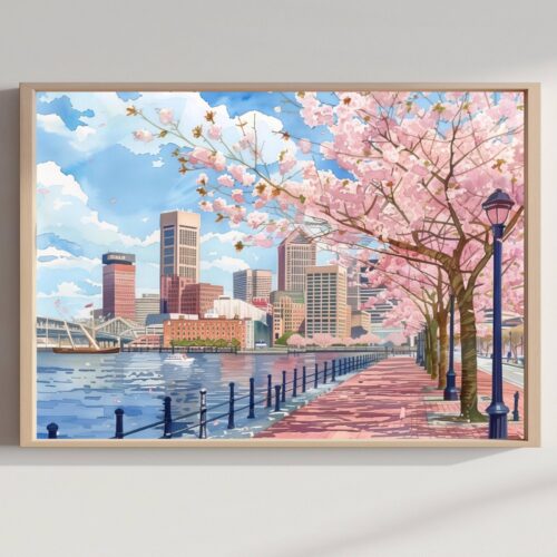 Baltimore Maryland Watercolor Print: USA Travel Art Poster