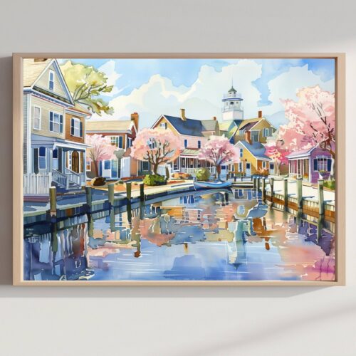 Falmouth Cape Cod Massachusetts Watercolor Print: USA Travel Art Poster