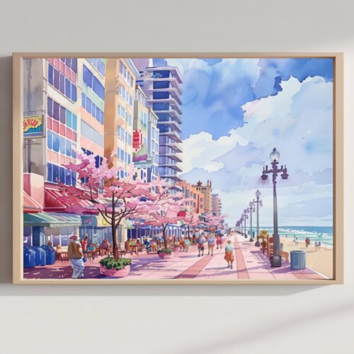 Ocean City Maryland Watercolor Print: USA Travel Art Poster