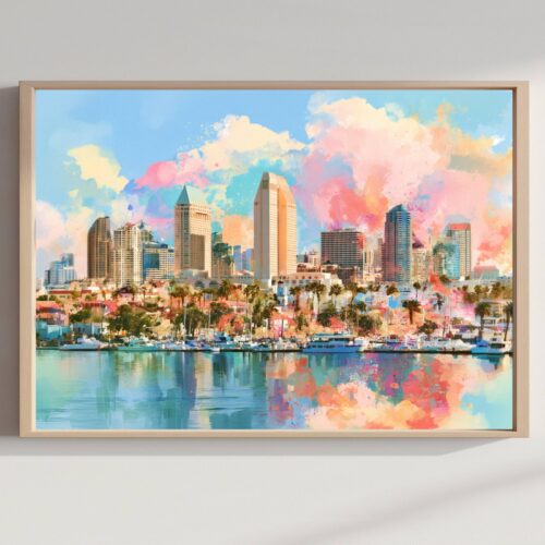 San Diego California USA Watercolor Print: American Travel Art Poster