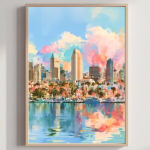 San Diego California USA Watercolor Print: American Travel Art Poster
