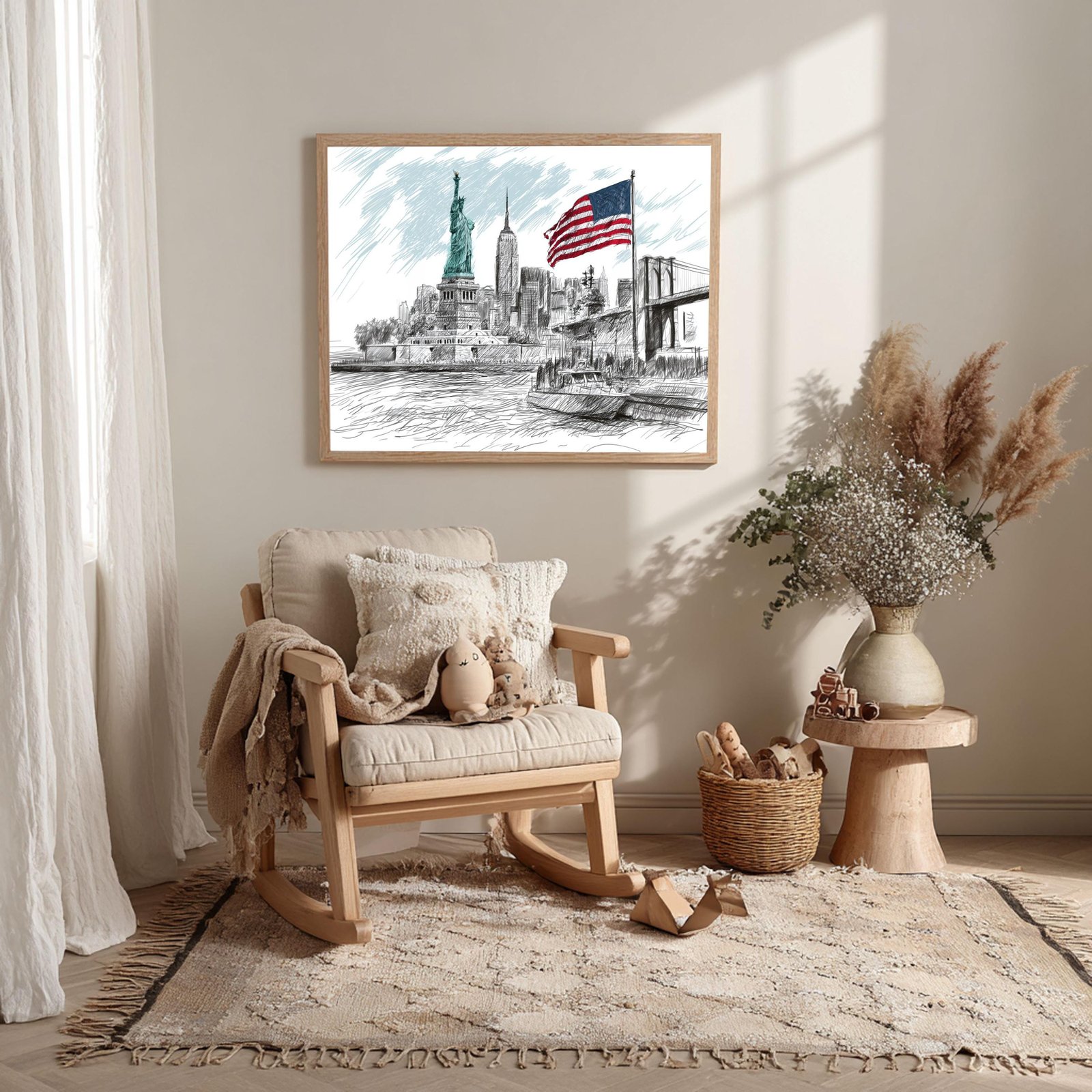 Statue of Liberty New York Pencil Sketch Print: USA Travel Art Poster - Image 10