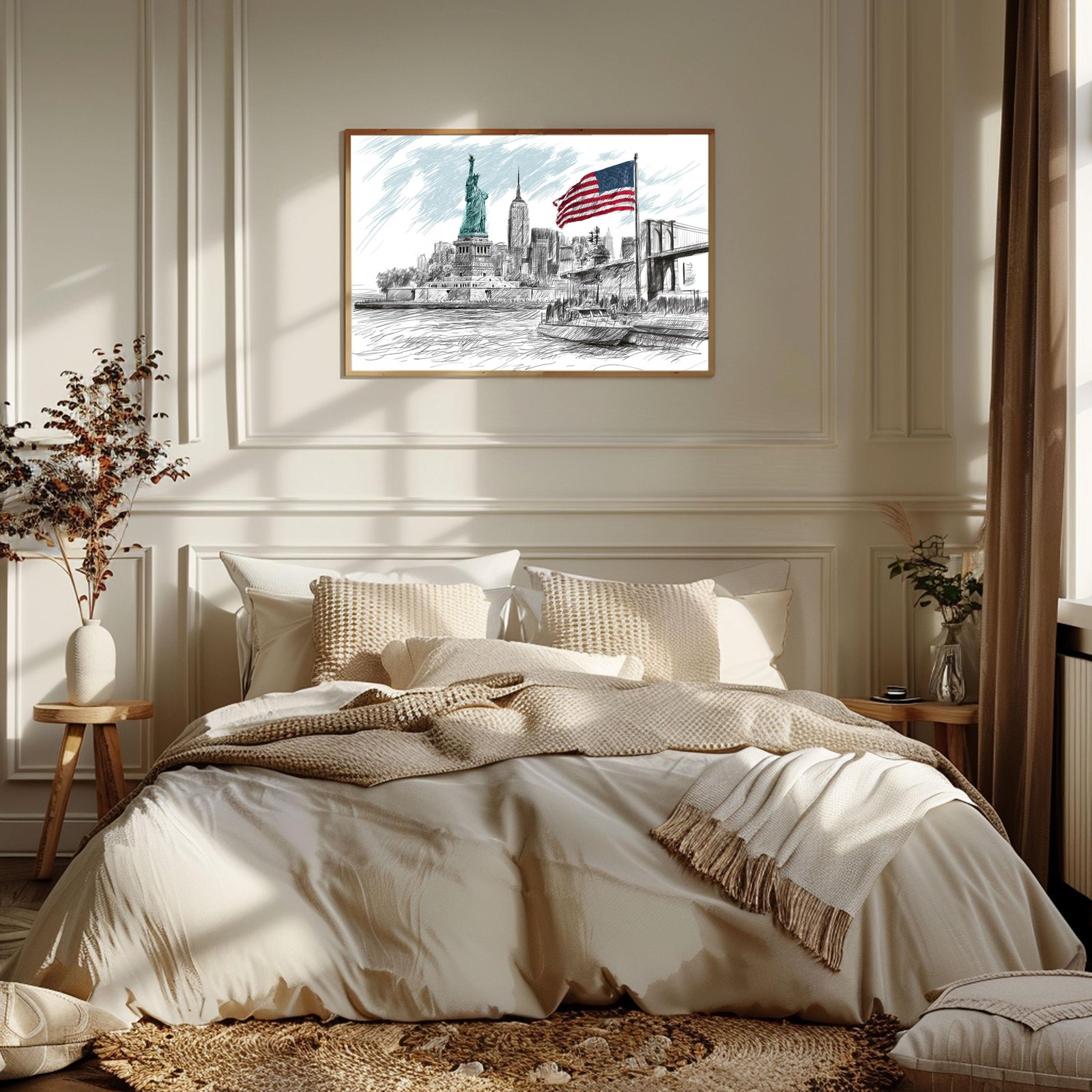 Statue of Liberty New York Pencil Sketch Print: USA Travel Art Poster - Image 2