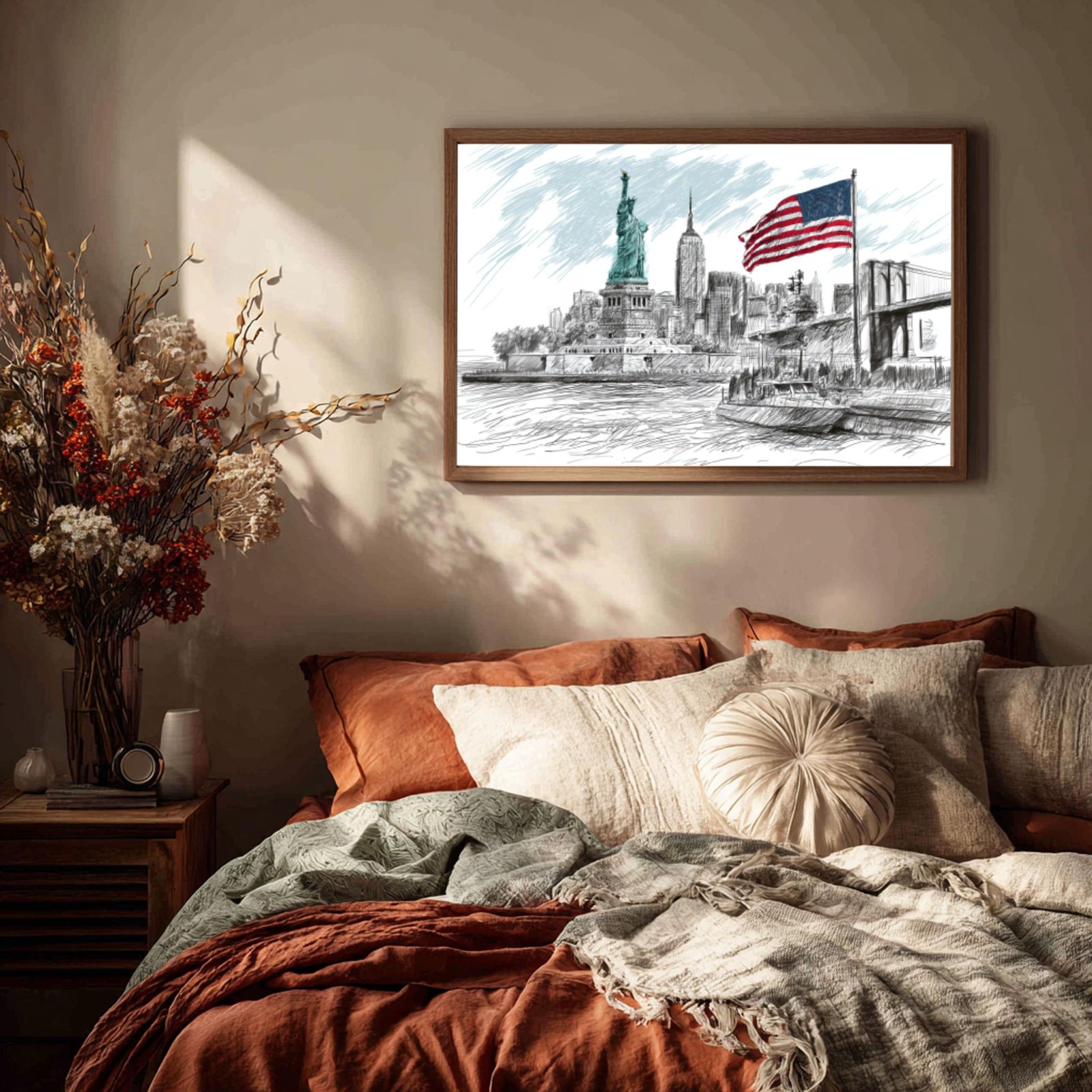 Statue of Liberty New York Pencil Sketch Print: USA Travel Art Poster - Image 3