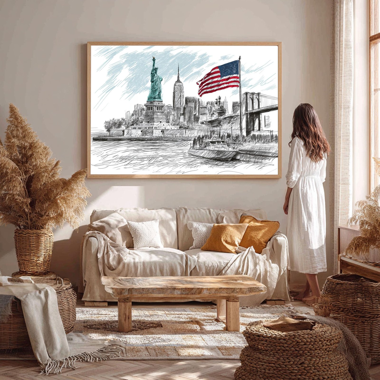 Statue of Liberty New York Pencil Sketch Print: USA Travel Art Poster - Image 5