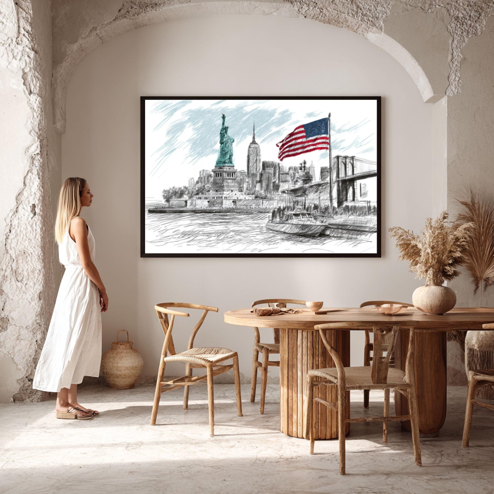 Statue of Liberty New York Pencil Sketch Print: USA Travel Art Poster - Image 6