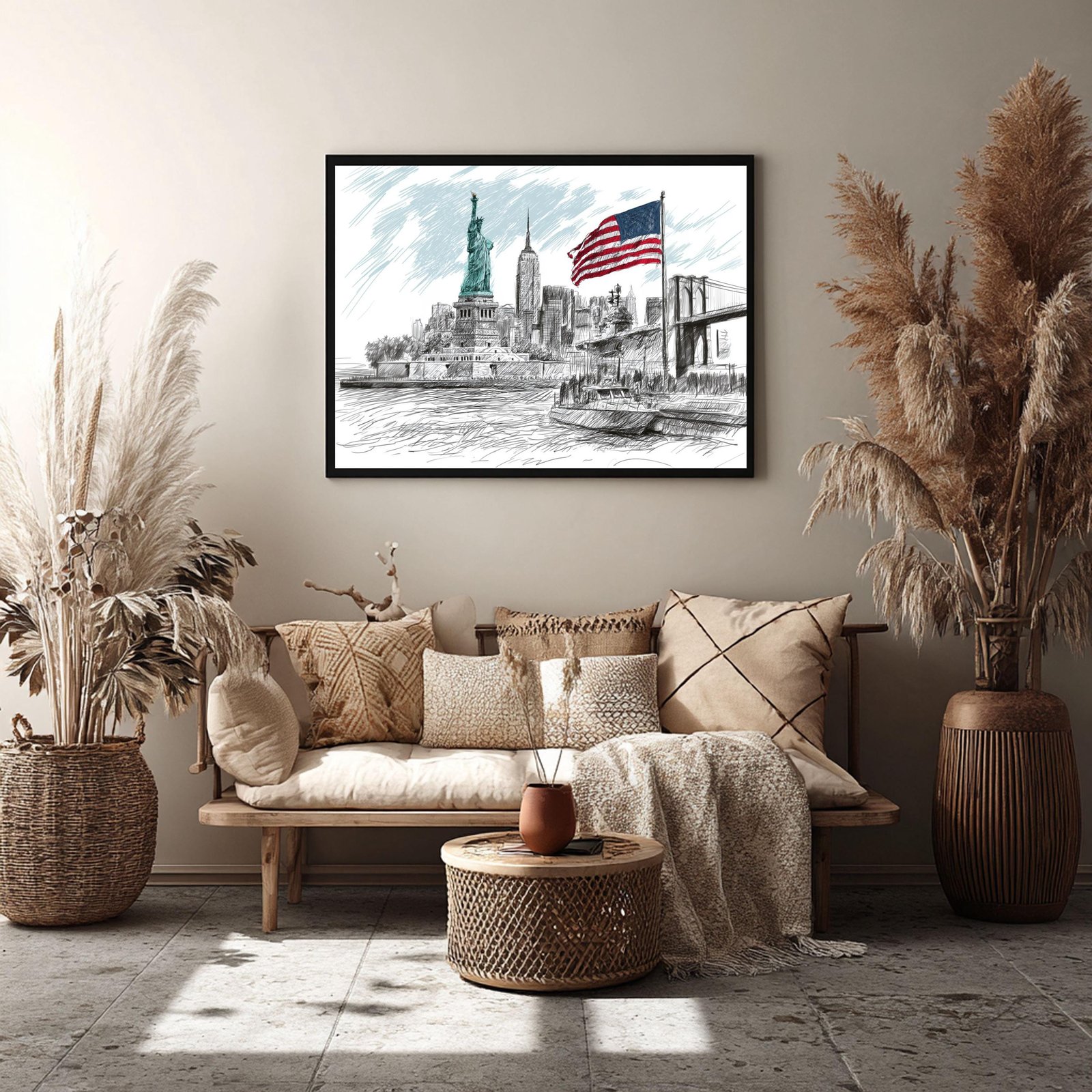 Statue of Liberty New York Pencil Sketch Print: USA Travel Art Poster - Image 8